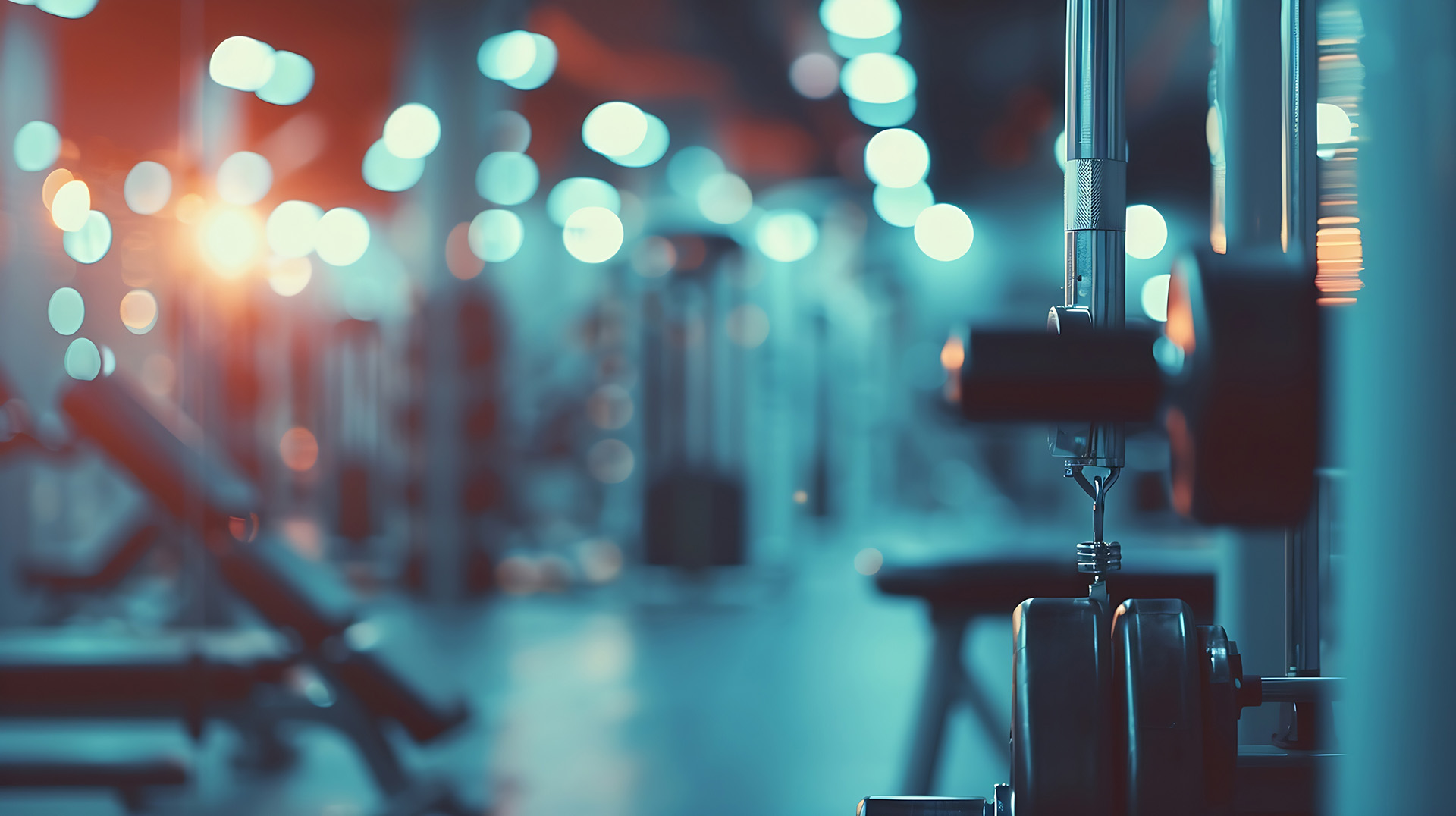 Abstract blur and defocused fitness sport equipment in gym room